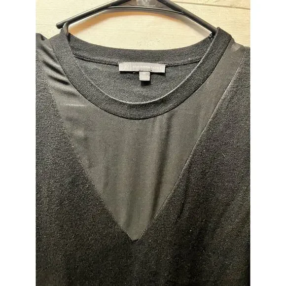 Arianna Papell Black Sheer Neck Short Sleeve Sweater Size Medium (E) - Picture 2 of 5